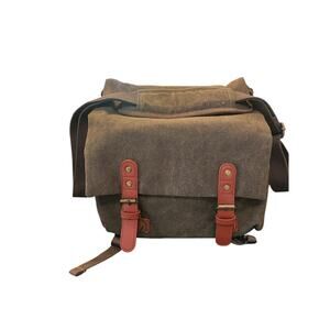 Vintage Look Green Canvas Padded Camera Bag Shoulder Strap
